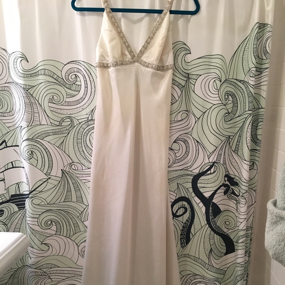 Long, White Beaded Dress